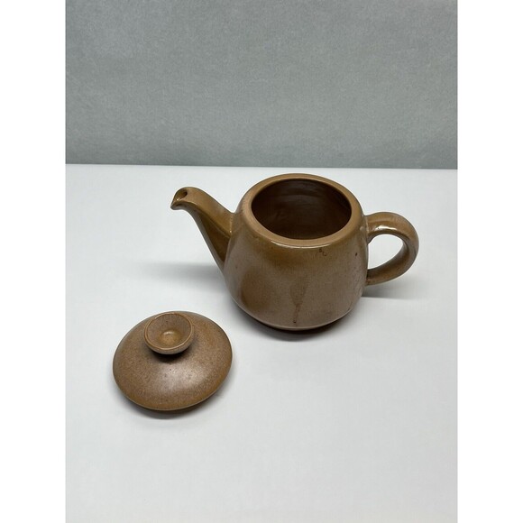 Vintage Frankoma Pottery Dinnerware Teapot Lazy Bones Brown Satin #6T w/ Lid - Picture 2 of 5
